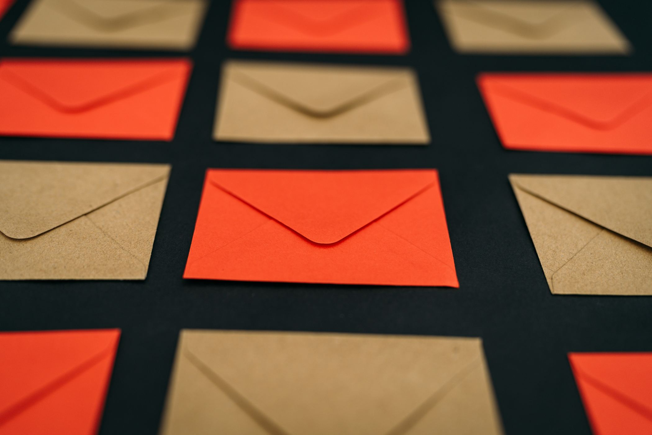 Envelopes in orange and brown