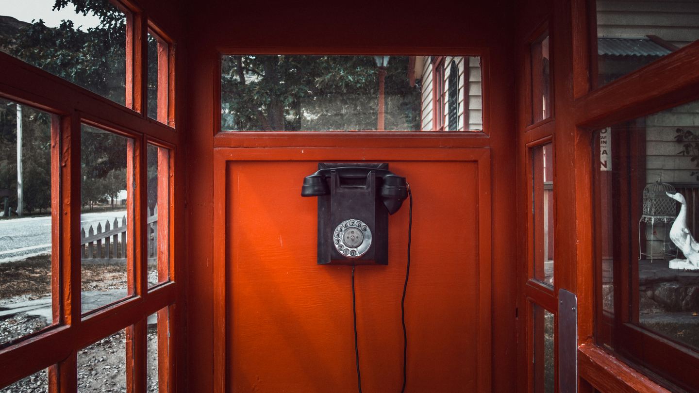 Telephone in a red phone box