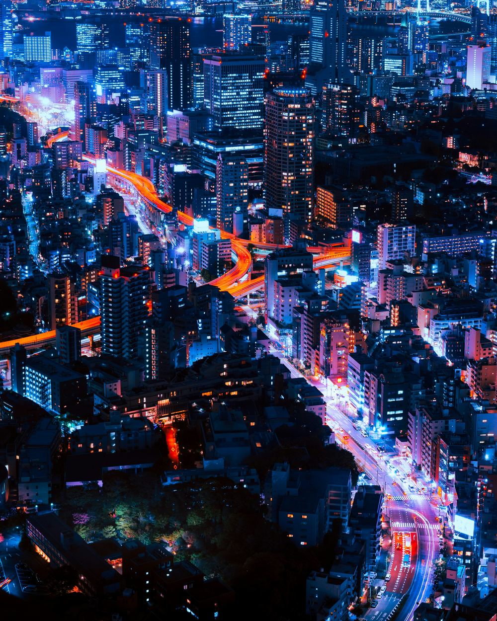 City at night seen from above